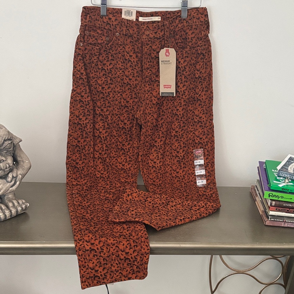 Levi's Orange Leopard Print Straight Leg Pants